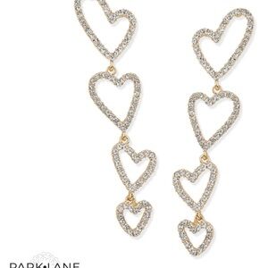 Park Lane Gold Heart Pave Drop Earrings